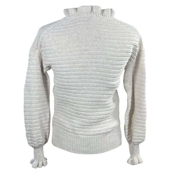 Madewell Ruffle Mock Neck Sweater Cream Puff Sleeve Ruffle Cuff Size XS Extra Sm - Picture 3 of 7